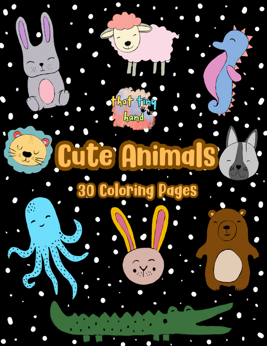 Cute Animals Coloring Page (Instant Download)